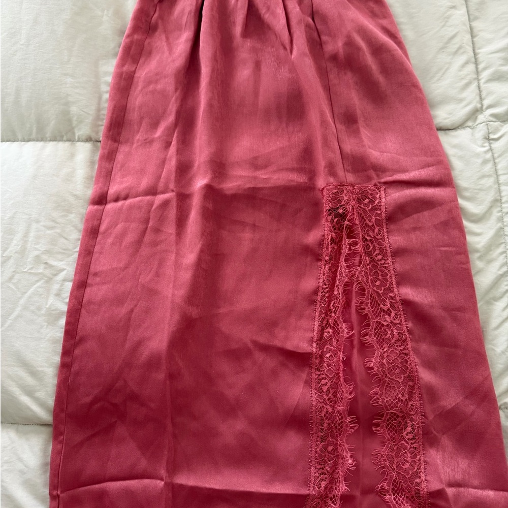 Chic Pink Lace Maxi Skirt